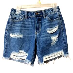 Fashion Nova Denim Jean Distressed Cut Off Shorts Shortie Blue Cotton Size 0 New